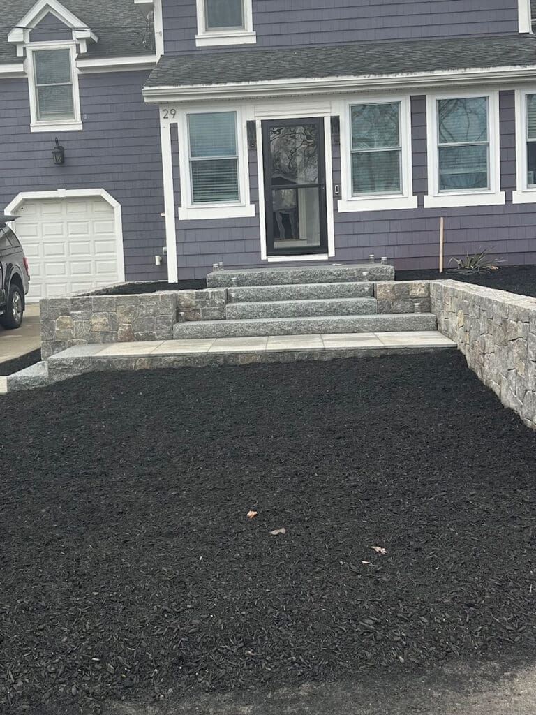 Fresh mulch on a landscape project in Saugus, MA